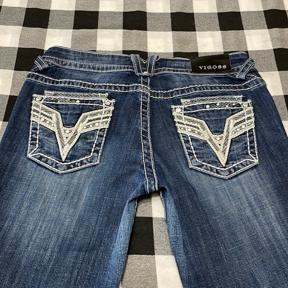 Vigoss Dublin Capri Jeans 7/8 x21/22.5 unrolled Double Pocket Metallic Stretch - Picture 1 of 16